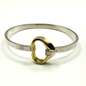 Sterling Silver 925 Heavy Bangle Bracelet – 23g, Sculptural Hook Closure